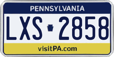 PA license plate LXS2858