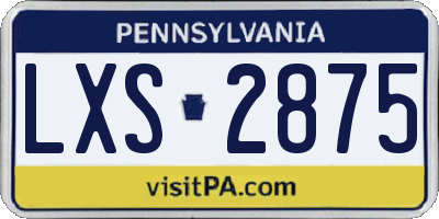 PA license plate LXS2875