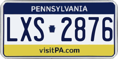 PA license plate LXS2876