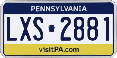 PA license plate LXS2881