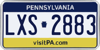 PA license plate LXS2883