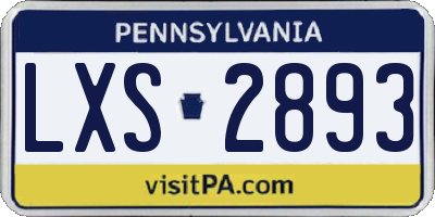 PA license plate LXS2893
