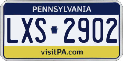 PA license plate LXS2902