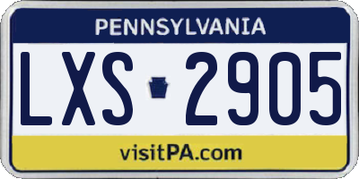 PA license plate LXS2905