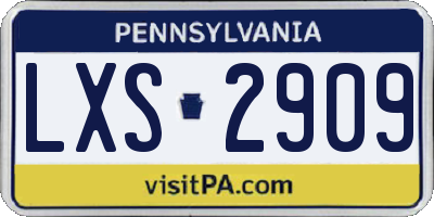 PA license plate LXS2909