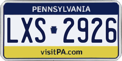 PA license plate LXS2926