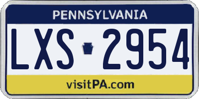 PA license plate LXS2954