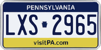 PA license plate LXS2965