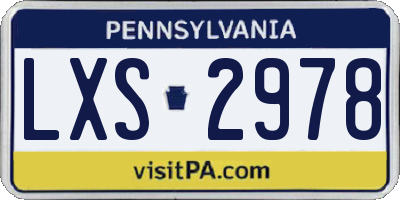 PA license plate LXS2978