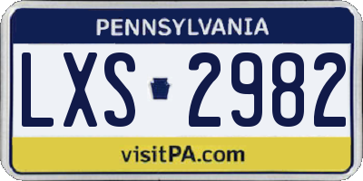 PA license plate LXS2982