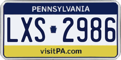 PA license plate LXS2986
