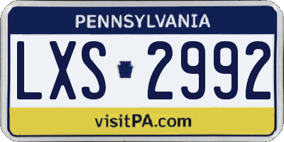 PA license plate LXS2992