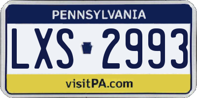 PA license plate LXS2993
