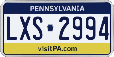 PA license plate LXS2994
