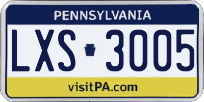 PA license plate LXS3005