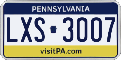 PA license plate LXS3007