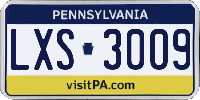 PA license plate LXS3009
