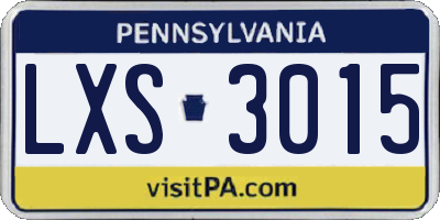 PA license plate LXS3015