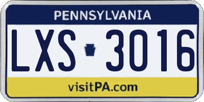 PA license plate LXS3016