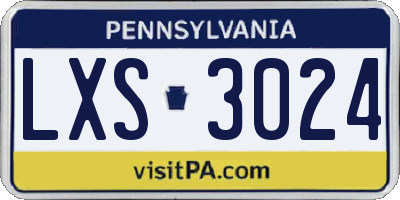 PA license plate LXS3024
