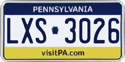 PA license plate LXS3026