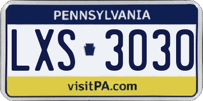 PA license plate LXS3030