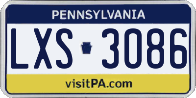 PA license plate LXS3086