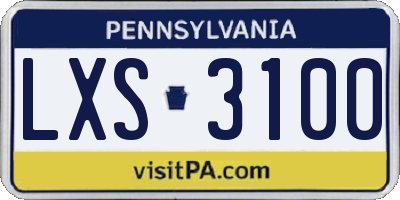 PA license plate LXS3100