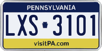 PA license plate LXS3101