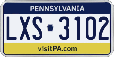 PA license plate LXS3102