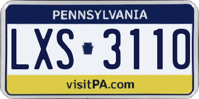 PA license plate LXS3110