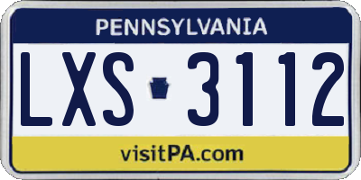 PA license plate LXS3112