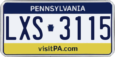 PA license plate LXS3115