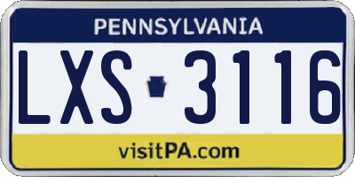 PA license plate LXS3116