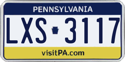 PA license plate LXS3117