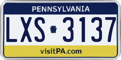 PA license plate LXS3137