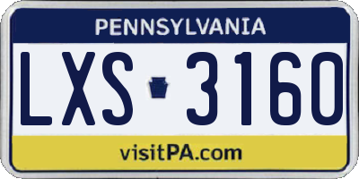 PA license plate LXS3160