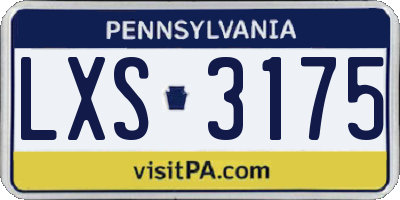 PA license plate LXS3175