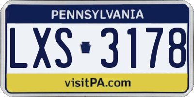 PA license plate LXS3178