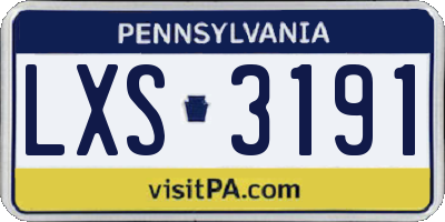 PA license plate LXS3191