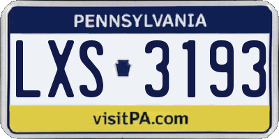 PA license plate LXS3193