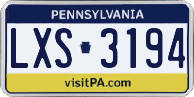PA license plate LXS3194