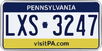 PA license plate LXS3247