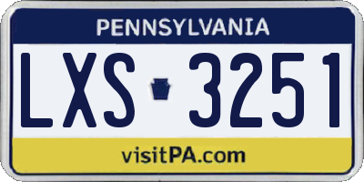 PA license plate LXS3251