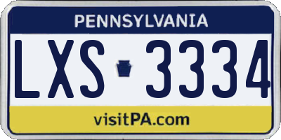 PA license plate LXS3334