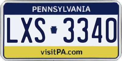 PA license plate LXS3340