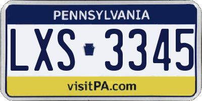 PA license plate LXS3345