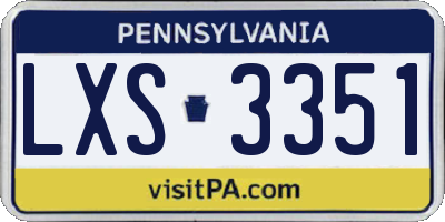 PA license plate LXS3351