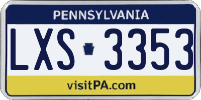 PA license plate LXS3353
