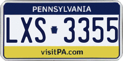 PA license plate LXS3355